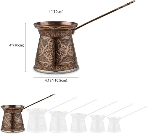 Miniatura 2 de Alisveristime Auténtica cafetera turca, hecha a mano Cezve/Ibrik, 4 pulgadas de ancho, 4 pulgadas de alto, 20.28 onzas ¡Mejora tu experiencia