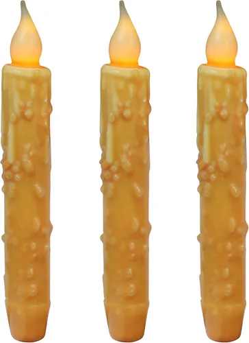 Miniatura 30 de CVHOMEDECO. Velas de cera real sumergidas a mano, funciona con pilas, temporizador, velas cónicas sin llama primitivas del país, 6-3/4 pulgadas