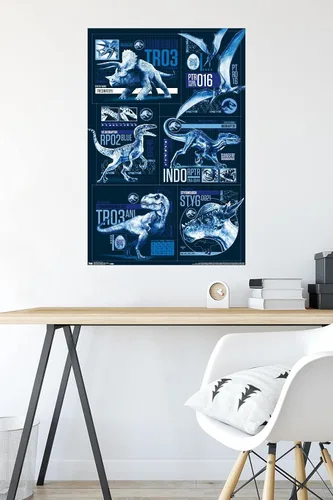 Miniatura 23 de Trends International Jurassic World: Fallen Kingdom - Póster de pared con cuadrícula, 14.725 x 22.375 pulgadas, versión enmarcada de madera