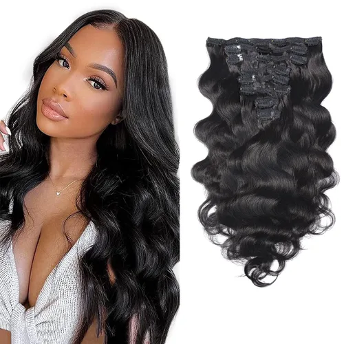 Miniatura 12 de Extensiones de cabello ondulado con clip, rizado natural, 100% cabello humano brasileño sin procesar, para mujeres negras (12 pulgadas)