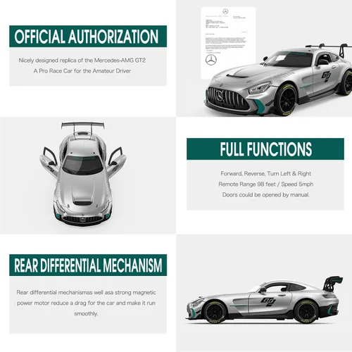 Miniatura 8 de RASTAR 1/14 RC Car Mercedes AMG GT2 Coche de juguete Mercedes Coche de control remoto para niños, 2.4GHz Silver Model Car