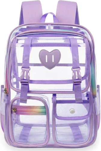 Miniatura 7 de Mochila transparente de PVC impermeable y resistente al congelamiento, de gran capacidad, elegante y duradera para viajes, Negro, Moderno