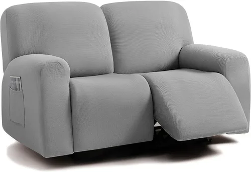 Miniatura 43 de ULTICOR - Juego de 8 fundas para sofá reclinable de jacquard, fundas elásticas para sofá reclinable para 3 cojines, fundas gruesas, suaves y Gris