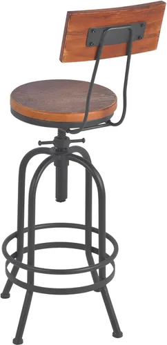 Miniatura 8 de Juego de 2 taburetes de bar industriales con respaldo, asiento giratorio de madera, barra de bar altura ajustable de 26 a 32.2 pulgadas, silla