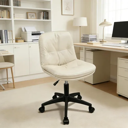 Miniatura 9 de Silla de oficina, silla de escritorio ergonómica con cojín acolchado y respaldo, altura ajustable y giro de 360°, silla de tareas sin brazos