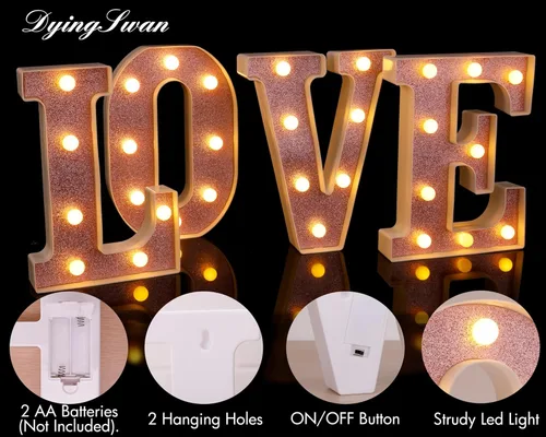 Miniatura 2 de Letras pequeñas de marquesina LED, letras iluminadas, letras LED de 8.58 pulgadas, letrero iluminado a pilas para mesa, fiesta, cumpleaños