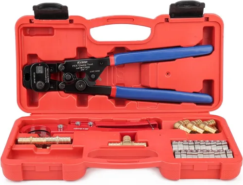 Miniatura 12 de iCRIMP KIT-1096D Kit de herramientas de abrazaderas de cincha PEX para abrazaderas de cincha PEX de 3/8 a 1 pulgada, con 20 piezas de anillos