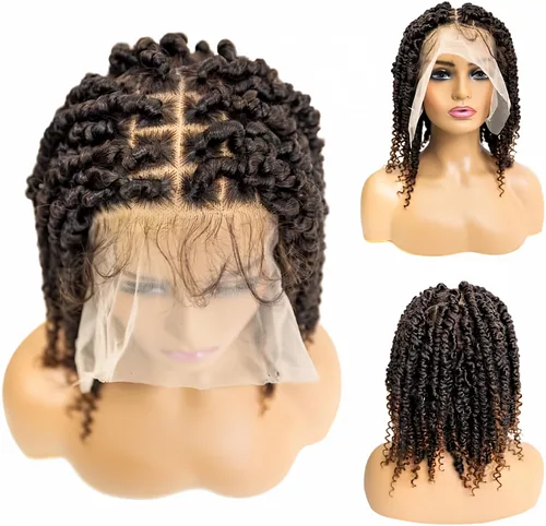 Miniatura 19 de PIB Peluca de encaje completo individual de 12 pulgadas, diseño de Passion Twist con raya cuadrada, pelucas trenzadas sin nudos para mujeres negras