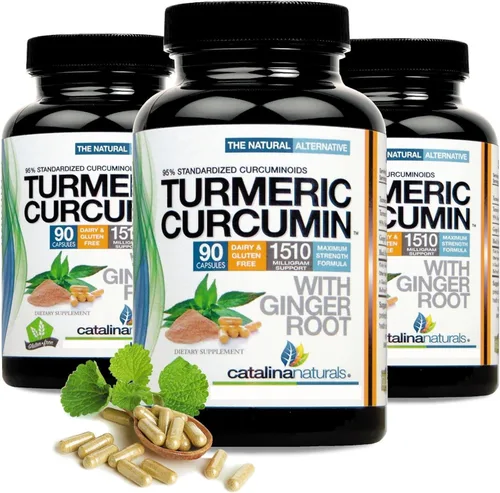 Miniatura 5 de Curcumina de cúrcuma más extracto de raíz de jengibre – 95% curcuminoides estandarizados – 90 cápsulas, sin gluten (el embalaje puede variar)