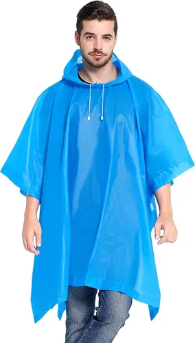 Miniatura 20 de ANTVEE Ponchos de lluvia para adultos, impermeable, portátil, reutilizable, paquete de 2 con capucha con cordón, se mantiene seco