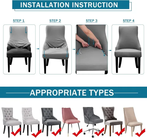 Miniatura 6 de Liykimt Funda elástica para silla lateral con respaldo de ala - Funda para silla de acento con brazo, lavable, silla de comedor tapizada con brazo