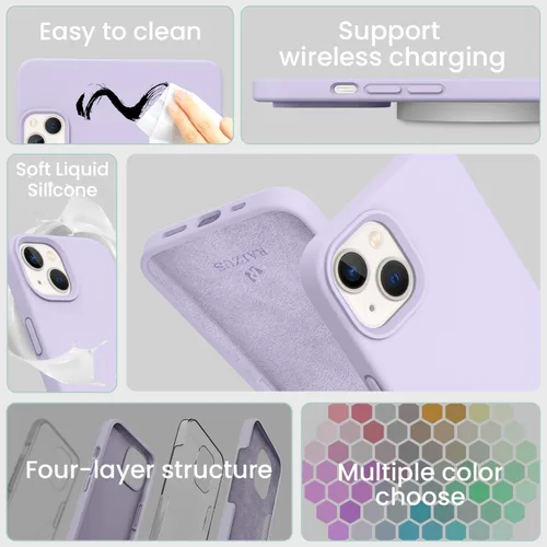 Miniatura 5 de Compatible con iPhone 13, funda de silicona para teléfono con forro de microfibra delgado a prueba de golpes, suave antiarañazos, 6.1 pulgadas
