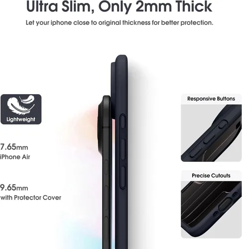 Miniatura 4 de Supdeal Funda de silicona líquida para iPhone Air - [Protección total para la cámara] [Forro de microfibra suave antiarañazos] Funda de teléfono