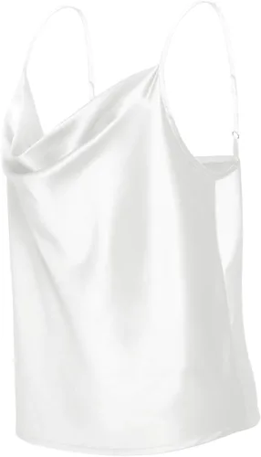 Miniatura 3 de TOUTOUAI - Blusas de tirantes de satén con cuello holgado para mujer