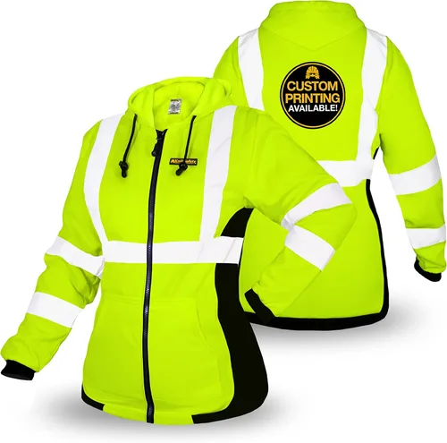 KwikSafety - Charlotte, NC - Sudadera con capucha de seguridad de forro polar para mujer | Chaqueta de seguridad Hi Vis para mujer Chaqueta ligera