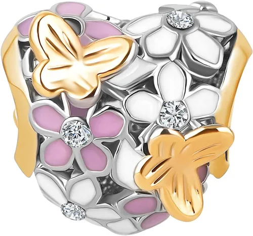 Miniatura 2 de Abalorio de flor y mariposa compatible con pulseras Pandora