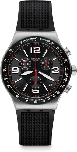 Swatch I New Chrono - Correa de goma de cuarzo suizo de acero inoxidable color negro 21 casual modelo YVS461