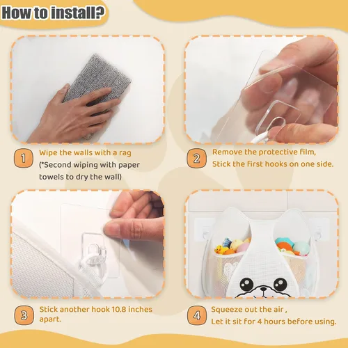Miniatura 6 de Austion Almacenamiento de juguetes de baño de 3.2 galones colgante para bañera de niños - Organizador de baño con cremallera, secado rápido