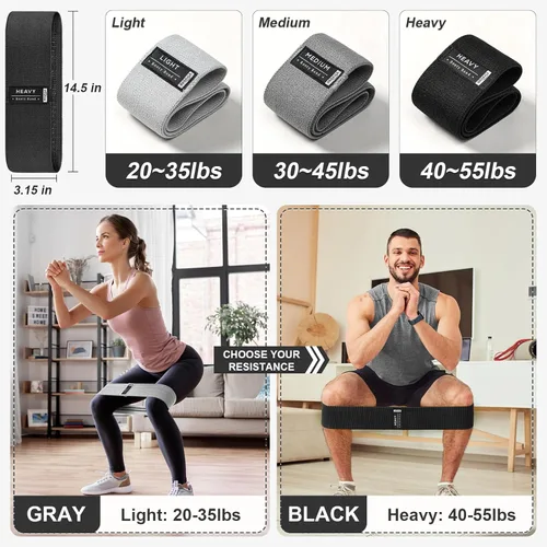 Miniatura 3 de Booty Bands Set, Resistance Bands for Working Out, Exercise Bands for Women and Men Legs and Butt, Stretch Bands for Pilates, Yoga Starter Set Negro