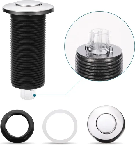 Miniatura 5 de RQYEKDO Interruptor de aire para eliminación de basura, parte superior de fregadero de cocina, acero inoxidable, níquel cepillado, largo, 2.5