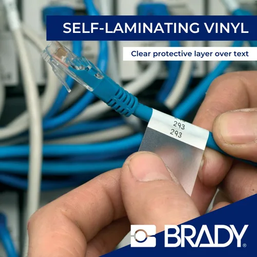 Miniatura 5 de Brady Auténticas etiquetas envolventes de vinilo autolaminables (M4-91-427) de 1.5 pulgadas de alto x 1 pulgada de ancho, negro sobre blanco