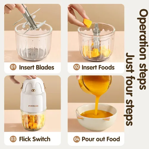 Miniatura 5 de Fabricante de Alimentos para Bebés - Procesador y Mezclador para Comidas Frescas, Frutas, Verduras, Carne y Puré (Blanco)