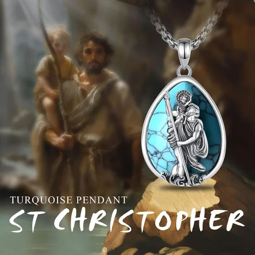Miniatura 150 de Vito Collar de plata de ley 925 para mujeres y hombres, San Benito, crucifijo, Caravaca, San Cristóbal, San Judas, medalla patronal, amuleto