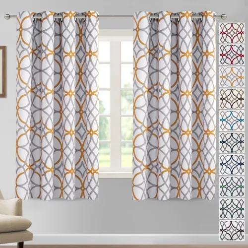 Miniatura 27 de H.VERSAILTEX Cortinas opacas con diseño impreso de 54 pulgadas de largo, juego de 2 paneles de cortinas con aislamiento térmico para dormitorio