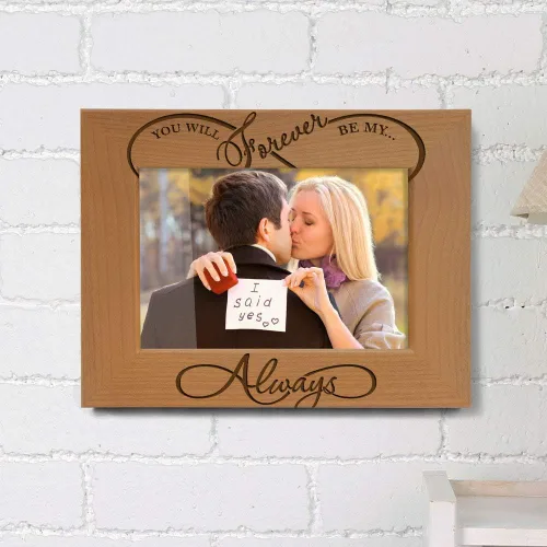 Miniatura 5 de KATE POSH - Marco de fotos de madera natural grabado con texto en inglés "You Will Forever be My Always". Marco de fotos de madera natural grabado