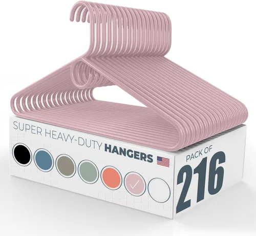 Miniatura 82 de Perchas de ropa súper resistentes, paquete de 50 (54 unidades), fabricadas en los Estados Unidos, capacidad de 10 libras, perchas de plástico grueso