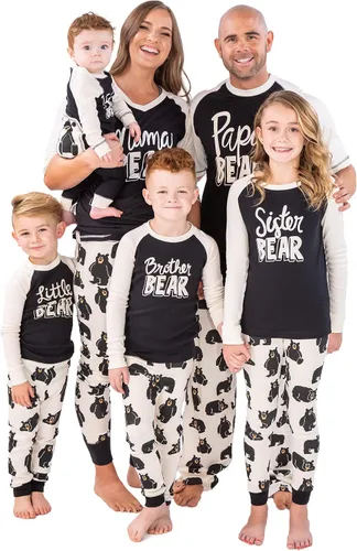 Lazy One Conjuntos de pijama familiar a juego para adultos, niños y bebés (oso familiar)
