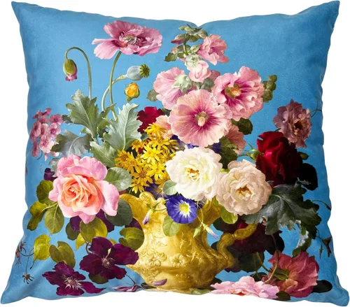 Miniatura 35 de Funda de cojín floral ligera de lujo, 18 x 18 pulgadas, pintura al óleo retro victoriana de doble cara, fondo negro, flor vibrante, funda de cojín