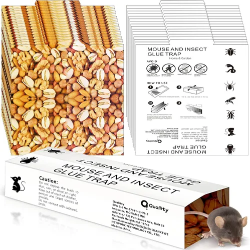 Miniatura 8 de Qualirey Paquete de 30 trampas adhesivas para ratones, ratones e insectos, peso de hasta 10.58 onzas, almohadillas para interiores y exteriores