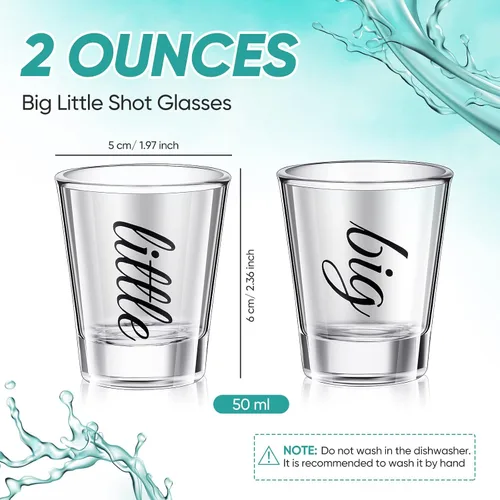 Miniatura 3 de Lounsweer 2 Piezas Vasos de Chupito de Hermandad Grande Pequeña con Base Gruesa Regalos de Hermandad Grande Pequeña 2 oz Vasos de Chupito de Tequila