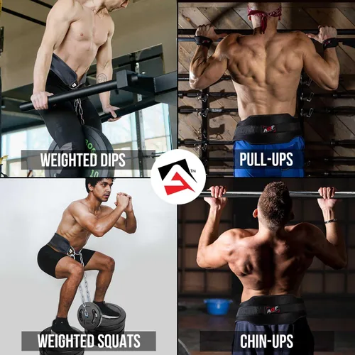 Miniatura 7 de AQF Cinturón de inmersión para culturismo, levantamiento de pesas, cadena de inmersión, ejercicio, gimnasio, entrenamiento, neopreno Negro