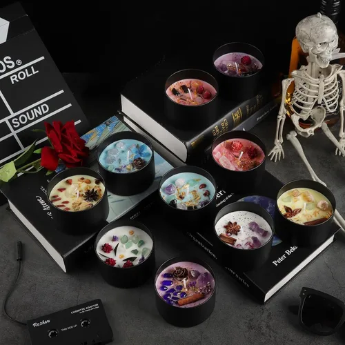 Miniatura 7 de Paquete de 12 tarros de velas, latas de velas de 8 onzas con tapas, tarros de velas de metal vacíos para hacer velas a granel, color negro Negro