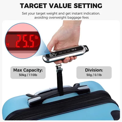 Miniatura 3 de Báscula de equipaje de viaje, báscula digital de maleta de 110 libras, báscula de peso portátil, báscula de equipaje de mano de acero inoxidable
