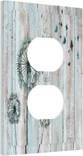 Miniatura 30 de Cubiertas Decorativas para Placas de Interruptor Diente de León Azul Rústico Citas Inspiradoras Casa de Campo Tablón de Madera Gris 1 Gang Cubierta