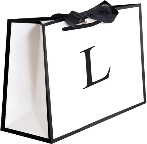 Miniatura 16 de QLSKO - Bolsa de regalo inicial con lazo de cinta, bolsa de papel horizontal personalizada, bolsa de regalo con monograma para cumpleaños