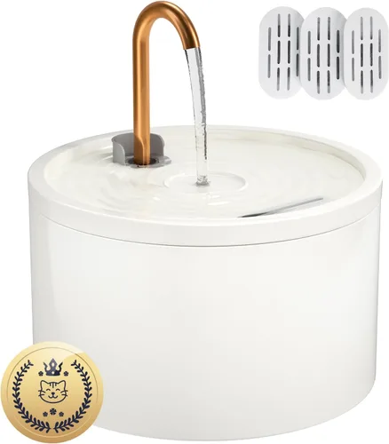 Miniatura 9 de MISFANS Fuente de Agua de Cerámica para Gatos - 2.1L/71oz - Cuerpo Totalmente de Cerámica y Caño de Agua de Cobre Puro - No Tóxico - Fuente