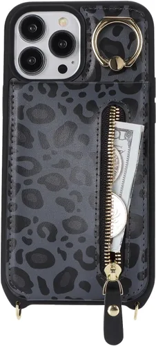 Miniatura 5 de Funda para iPhone 13 Pro Max con tarjetero para mujer, para iPhone 13 Pro Max, cartera con correa y ranuras para tarjetas de crédito, bandolera