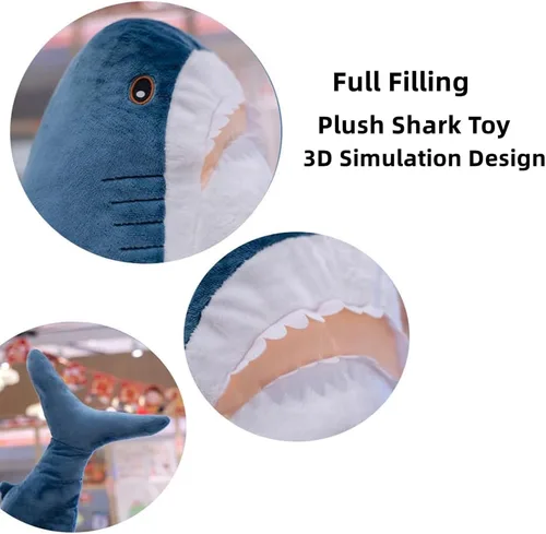 Miniatura 5 de Almohada de peluche de tiburón de 39.5 pulgadas, animal de peluche gigante, almohada de tiburón suave, almohadas de peluche de tiburón, juguete