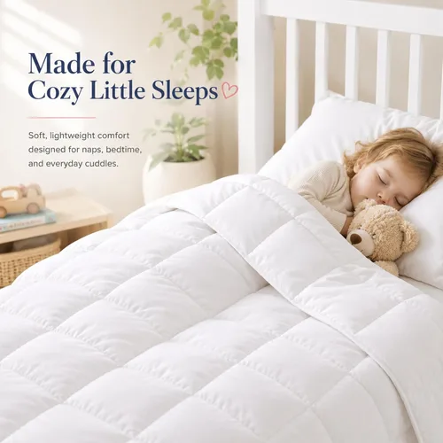Miniatura 4 de Continental Bedding Edredón para niños pequeños, relleno de edredón de microfibra 100%, manta para dormir con funda de algodón, se adapta a cuna