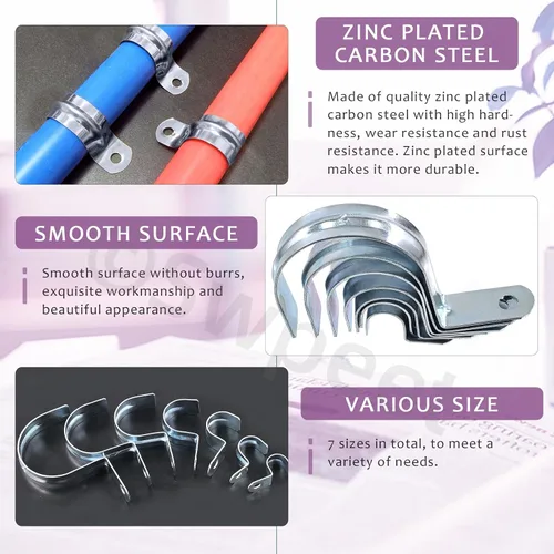 Miniatura 3 de Swpeet 30 piezas de 1-1/2 "(40 mm) zinc plateado un agujero EMT correa de tubo, correas de tubería U soporte de tubo abrazadera de tubo 1 agujero a