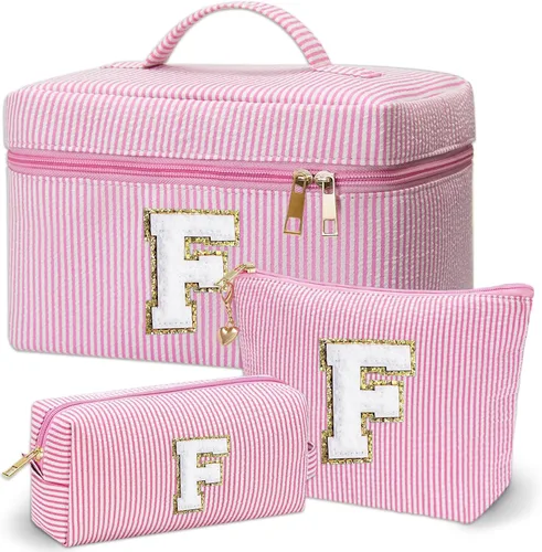 Miniatura 11 de Bolsa de maquillaje Adoryoung 3 piezas rosa+azul, Azul, A