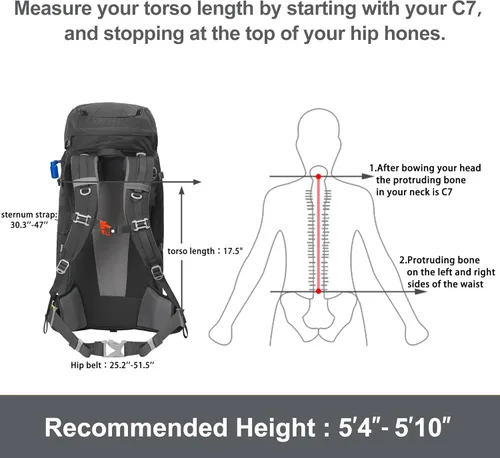Miniatura 5 de N NEVO RHINO - Mochila de senderismo con marco interno 50, 60, 65, 70 y 80 L, mochila impermeable para escalar, camping, con cubierta de lluvia 07