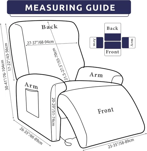 Miniatura 3 de Iauddy Funda para Sillón Reclinable - Funda Elástica Suave Antideslizante para Silla Reclinable de 4 Piezas, Protector de Muebles para Sillón
