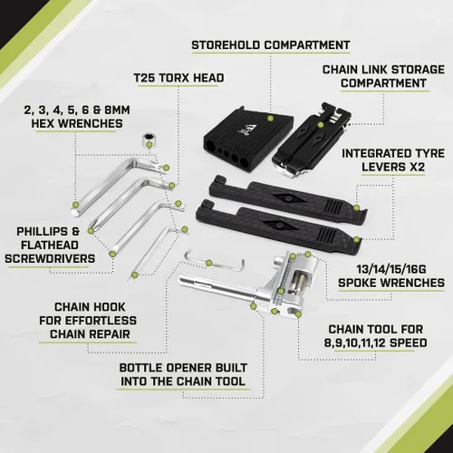 Miniatura 2 de JRC Components Herramientas de bicicleta Juego de multiherramientas compactas de ciclismo para bicicletas Kit multiherramientas ligeras