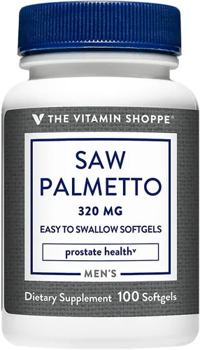 The Vitamin Shoppe Saw Palmetto 320mg - Salud de próstata y apoyo urinario | Extracto de bayas estandarizado | 100 cápsulas blandas | Fórmula para