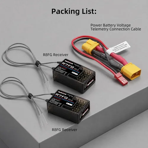 Miniatura 9 de Radiolink R7FG - Receptor de giroscopio de 7 canales, 2.4 GHz, telemetría integrada, control de largo alcance para RC coche, barco, transmisor